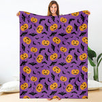 Halloween Bat And Pumpkin Pattern Print Blanket