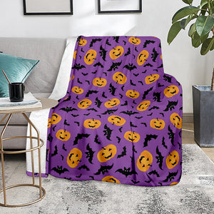 Halloween Bat And Pumpkin Pattern Print Blanket