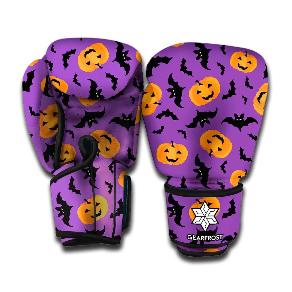 Halloween Bat And Pumpkin Pattern Print Boxing Gloves
