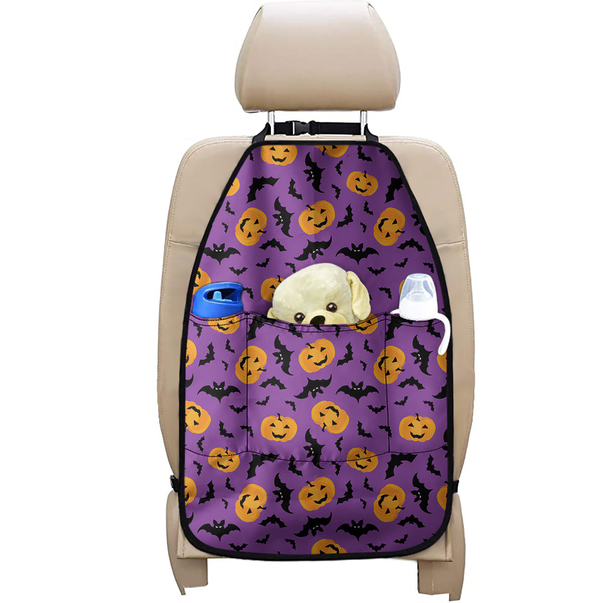 Halloween Bat And Pumpkin Pattern Print Car Seat Organizers