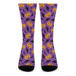 Halloween Bat And Pumpkin Pattern Print Crew Socks