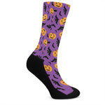Halloween Bat And Pumpkin Pattern Print Crew Socks