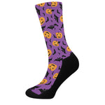 Halloween Bat And Pumpkin Pattern Print Crew Socks