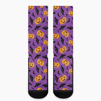 Halloween Bat And Pumpkin Pattern Print Crew Socks
