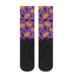 Halloween Bat And Pumpkin Pattern Print Crew Socks