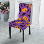 Halloween Bat And Pumpkin Pattern Print Dining Chair Slipcover