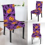 Halloween Bat And Pumpkin Pattern Print Dining Chair Slipcover
