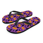 Halloween Bat And Pumpkin Pattern Print Flip Flops