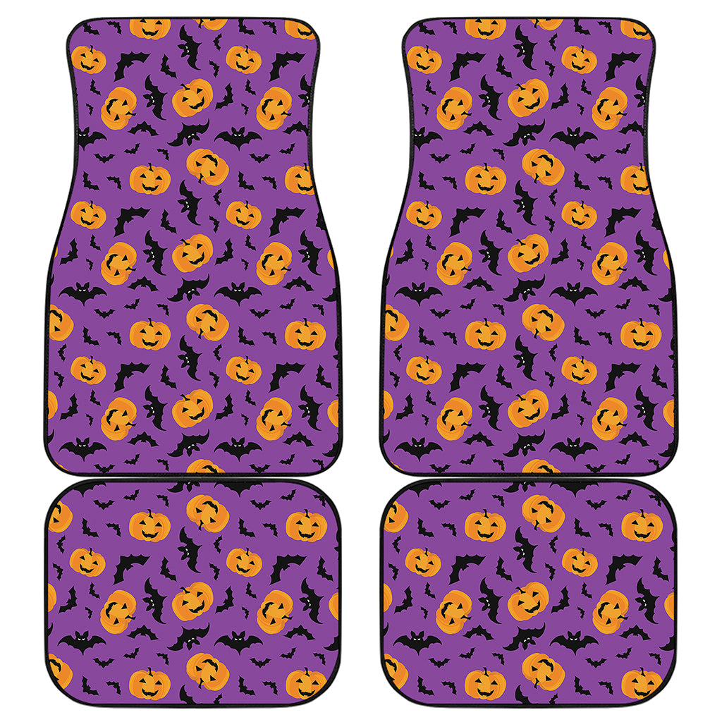 Halloween Bat And Pumpkin Pattern Print Front and Back Car Floor Mats