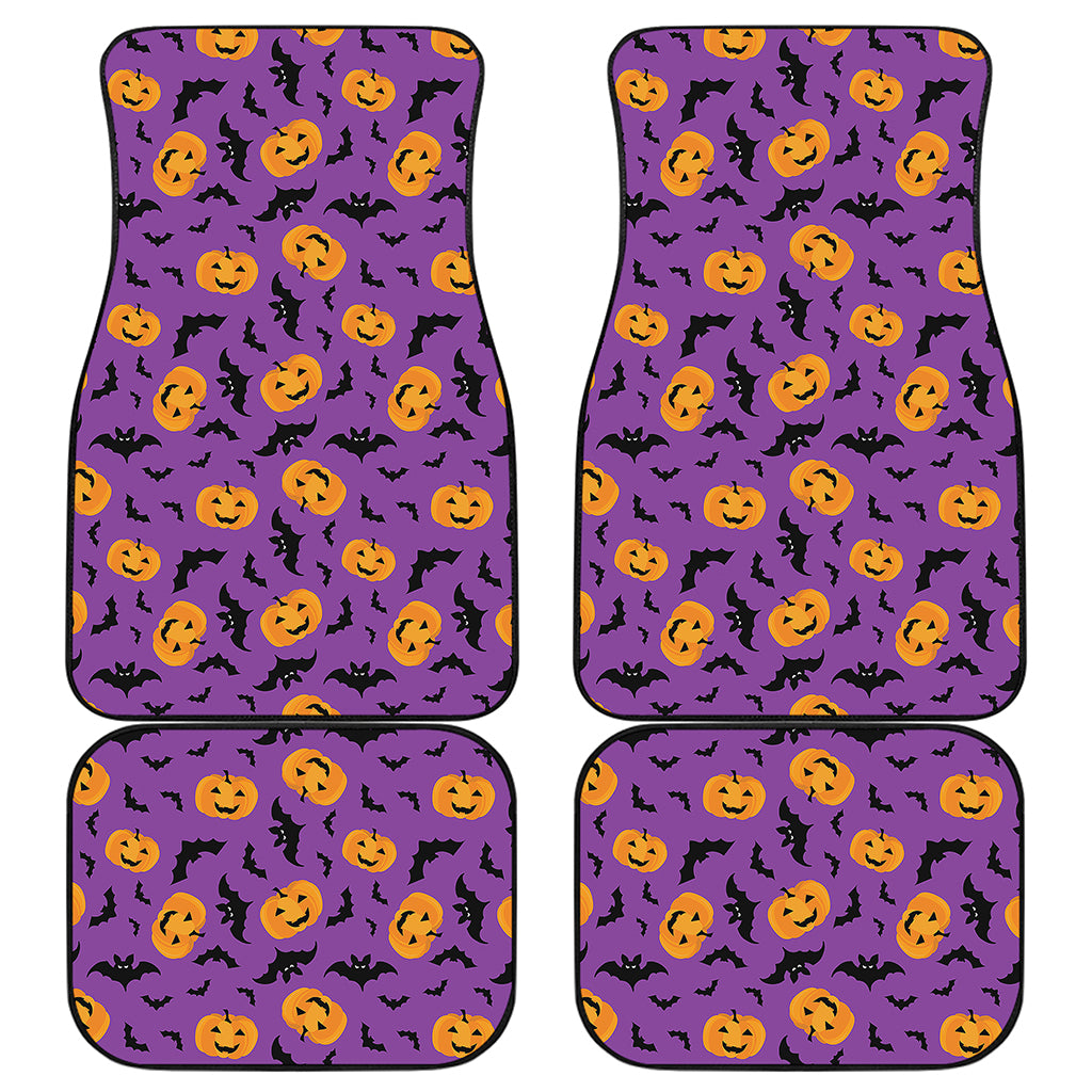 Halloween Bat And Pumpkin Pattern Print Front and Back Car Floor Mats
