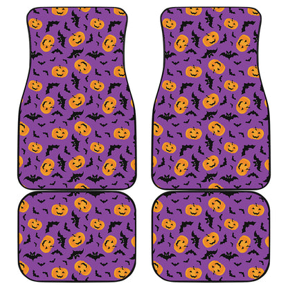 Halloween Bat And Pumpkin Pattern Print Front and Back Car Floor Mats