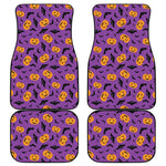 Halloween Bat And Pumpkin Pattern Print Front and Back Car Floor Mats