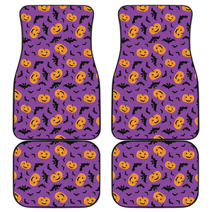 Halloween Bat And Pumpkin Pattern Print Front and Back Car Floor Mats