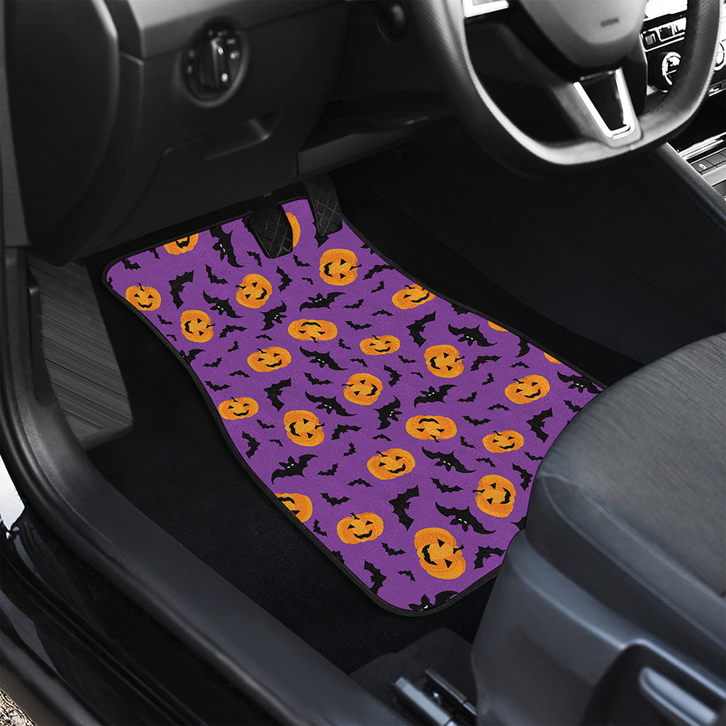 Halloween Bat And Pumpkin Pattern Print Front and Back Car Floor Mats