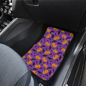 Halloween Bat And Pumpkin Pattern Print Front and Back Car Floor Mats