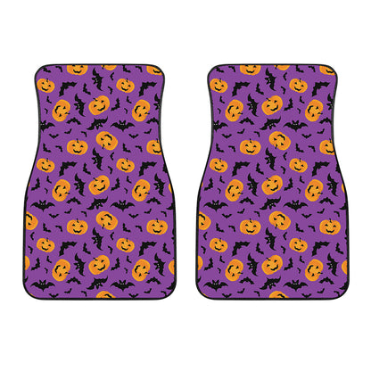 Halloween Bat And Pumpkin Pattern Print Front Car Floor Mats