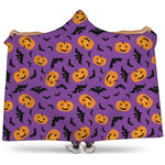 Halloween Bat And Pumpkin Pattern Print Hooded Blanket
