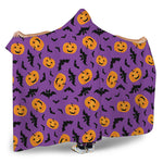 Halloween Bat And Pumpkin Pattern Print Hooded Blanket