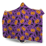 Halloween Bat And Pumpkin Pattern Print Hooded Blanket