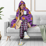 Halloween Bat And Pumpkin Pattern Print Hooded Blanket