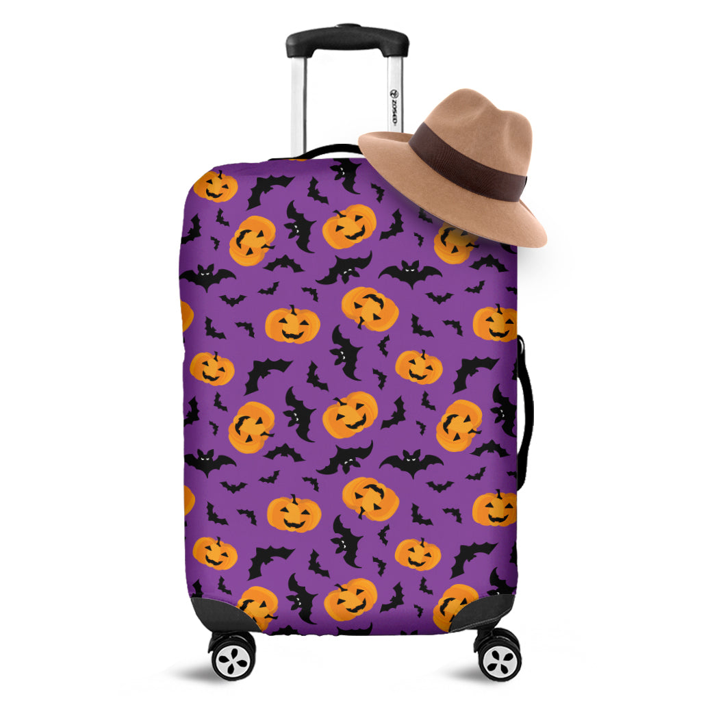 Halloween Bat And Pumpkin Pattern Print Luggage Cover