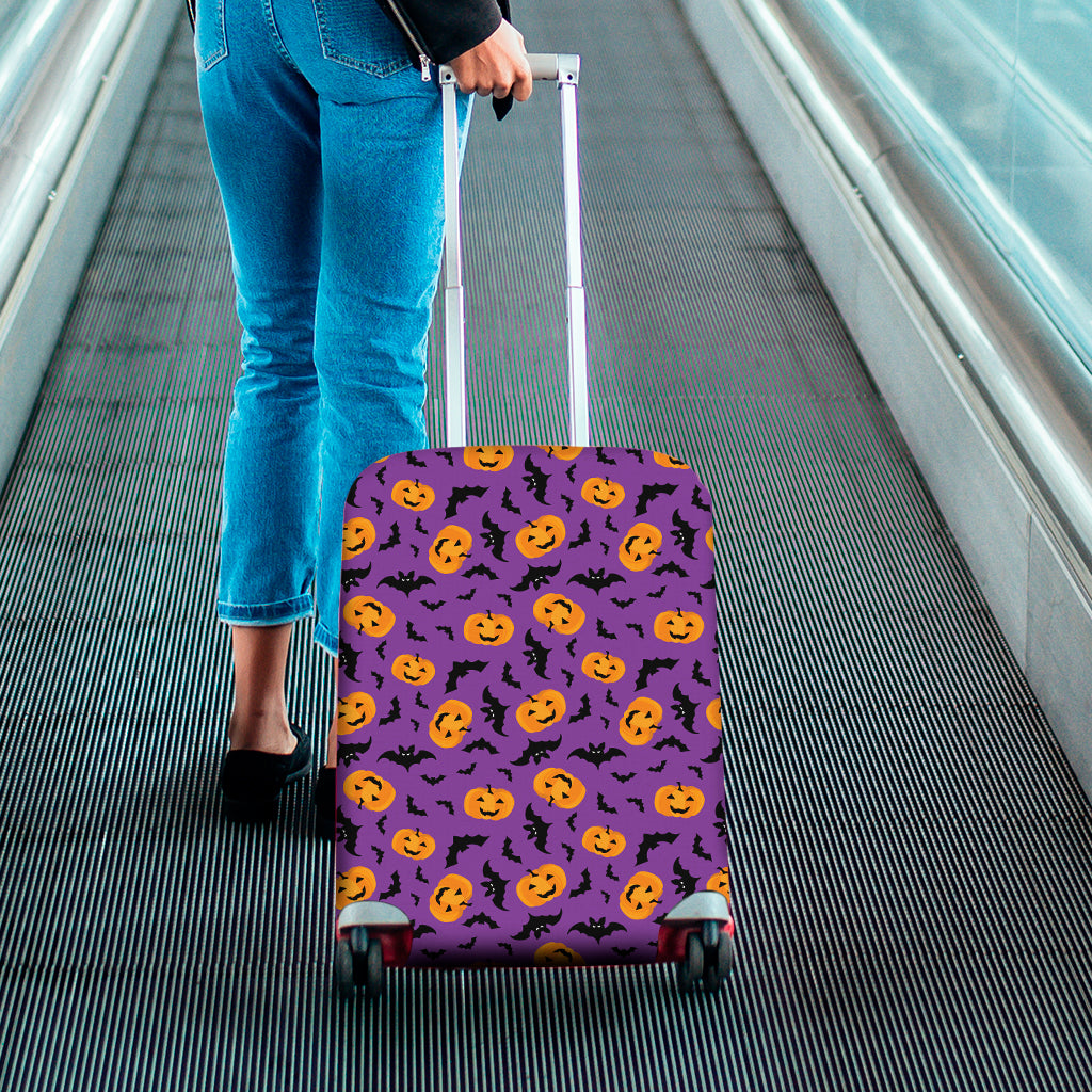 Halloween Bat And Pumpkin Pattern Print Luggage Cover