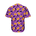 Halloween Bat And Pumpkin Pattern Print Men's Baseball Jersey