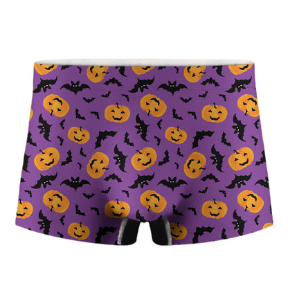 Halloween Bat And Pumpkin Pattern Print Men's Boxer Briefs