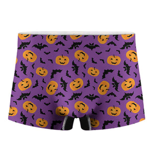 Halloween Bat And Pumpkin Pattern Print Men's Boxer Briefs