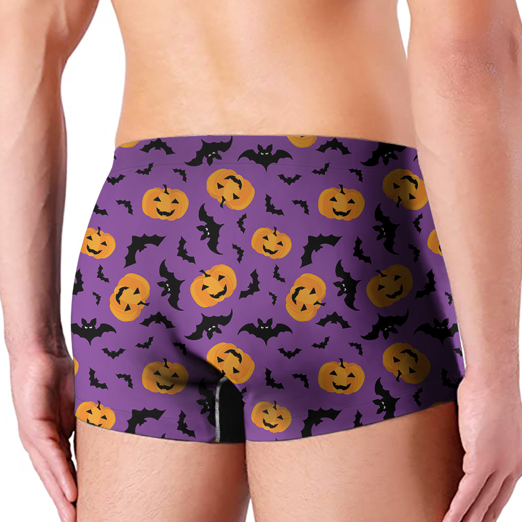 Halloween Bat And Pumpkin Pattern Print Men's Boxer Briefs