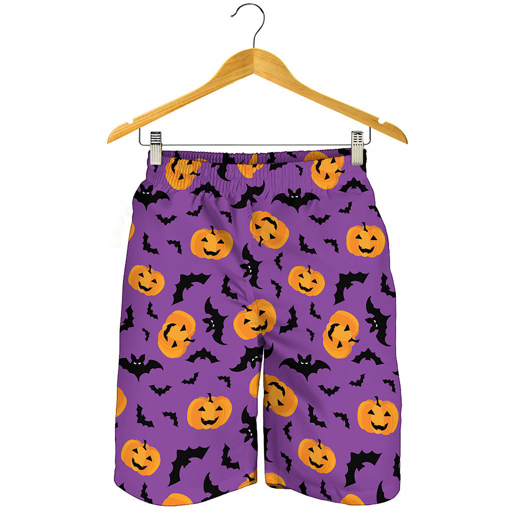 Halloween Bat And Pumpkin Pattern Print Men's Shorts