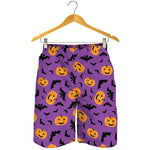 Halloween Bat And Pumpkin Pattern Print Men's Shorts