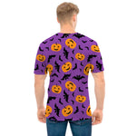 Halloween Bat And Pumpkin Pattern Print Men's T-Shirt