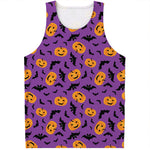 Halloween Bat And Pumpkin Pattern Print Men's Tank Top