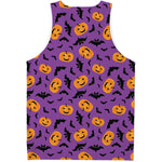 Halloween Bat And Pumpkin Pattern Print Men's Tank Top