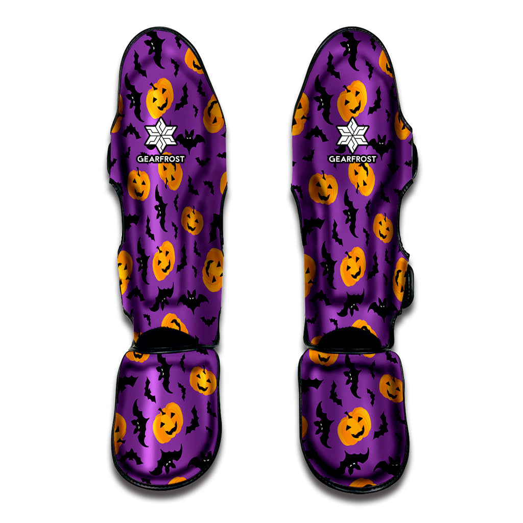 Halloween Bat And Pumpkin Pattern Print Muay Thai Shin Guard