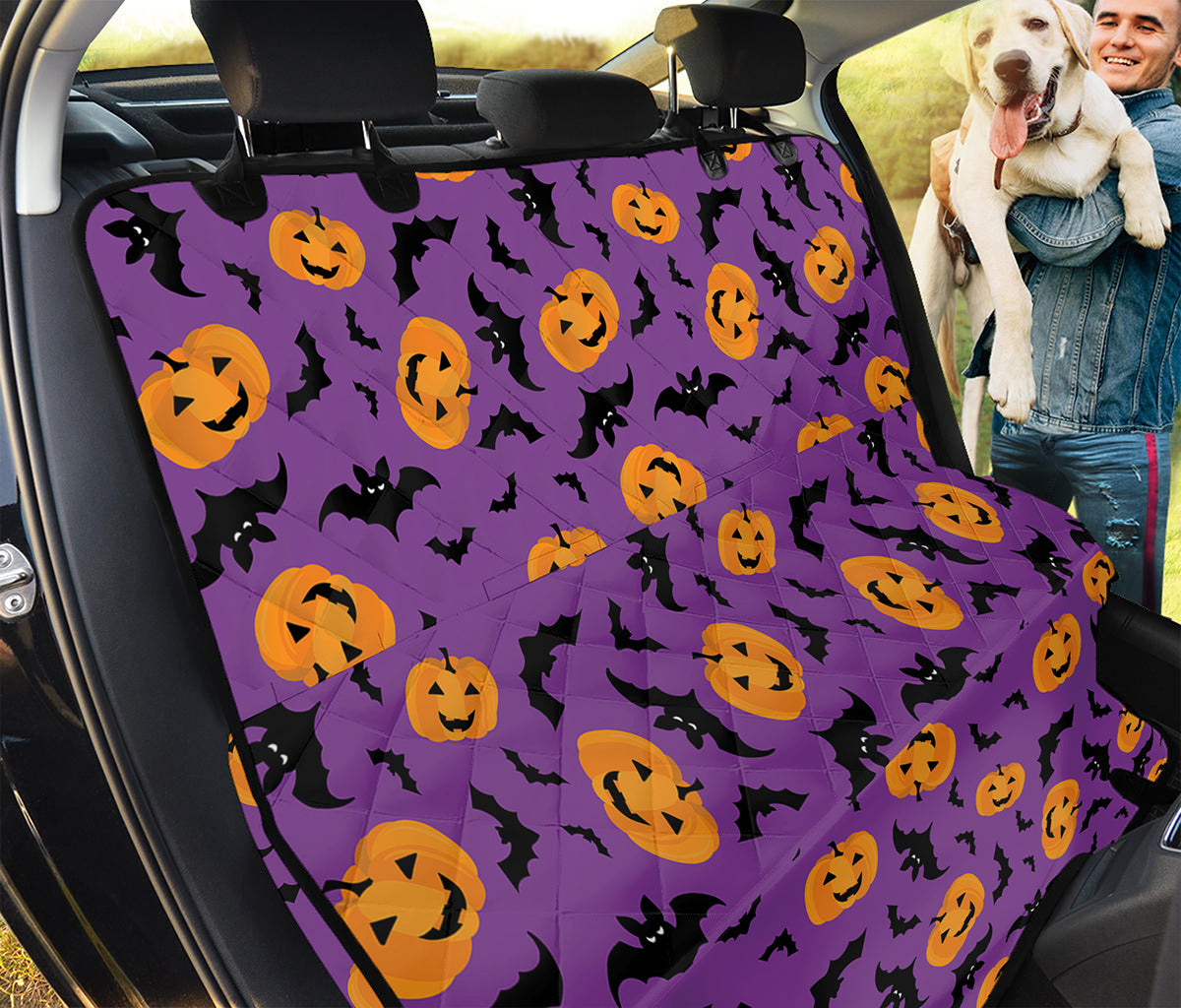 Halloween Bat And Pumpkin Pattern Print Pet Car Back Seat Cover