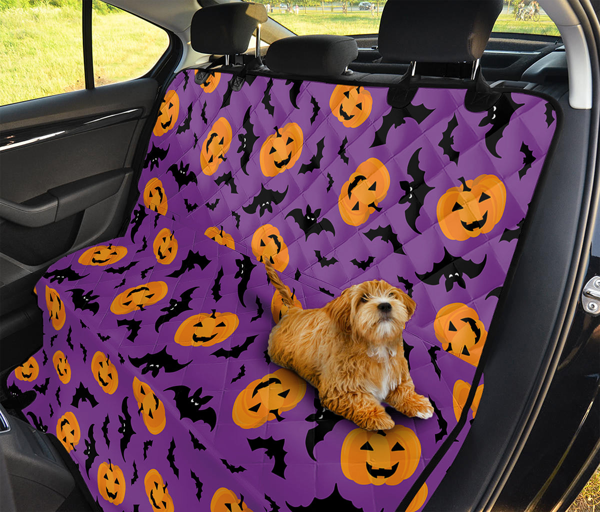 Halloween Bat And Pumpkin Pattern Print Pet Car Back Seat Cover