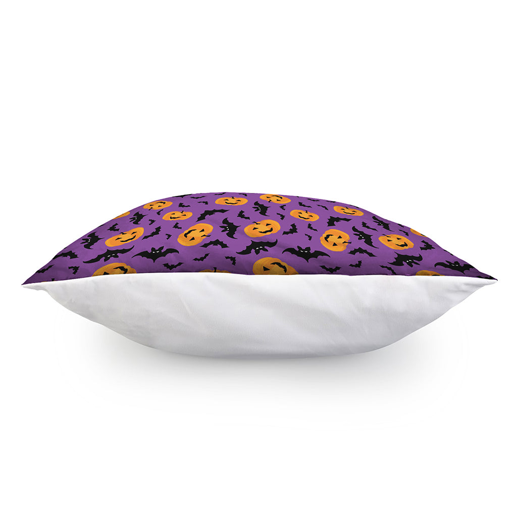 Halloween Bat And Pumpkin Pattern Print Pillow Cover