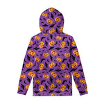 Halloween Bat And Pumpkin Pattern Print Pullover Hoodie