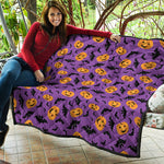 Halloween Bat And Pumpkin Pattern Print Quilt