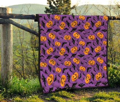 Halloween Bat And Pumpkin Pattern Print Quilt