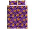 Halloween Bat And Pumpkin Pattern Print Quilt Bed Set
