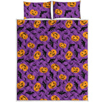 Halloween Bat And Pumpkin Pattern Print Quilt Bed Set