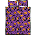 Halloween Bat And Pumpkin Pattern Print Quilt Bed Set
