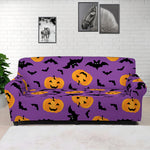 Halloween Bat And Pumpkin Pattern Print Sofa Cover