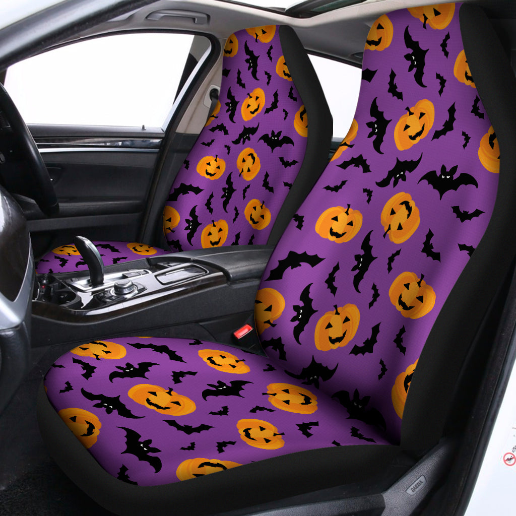 Halloween Bat And Pumpkin Pattern Print Universal Fit Car Seat Covers