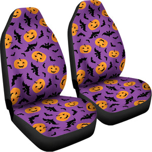 Halloween Bat And Pumpkin Pattern Print Universal Fit Car Seat Covers