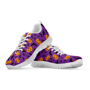 Halloween Bat And Pumpkin Pattern Print White Sneakers