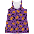 Halloween Bat And Pumpkin Pattern Print Women's Racerback Tank Top